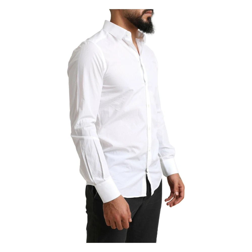 Dolce & Gabbana Elegante witte katoenen overhemd Martini White Heren
