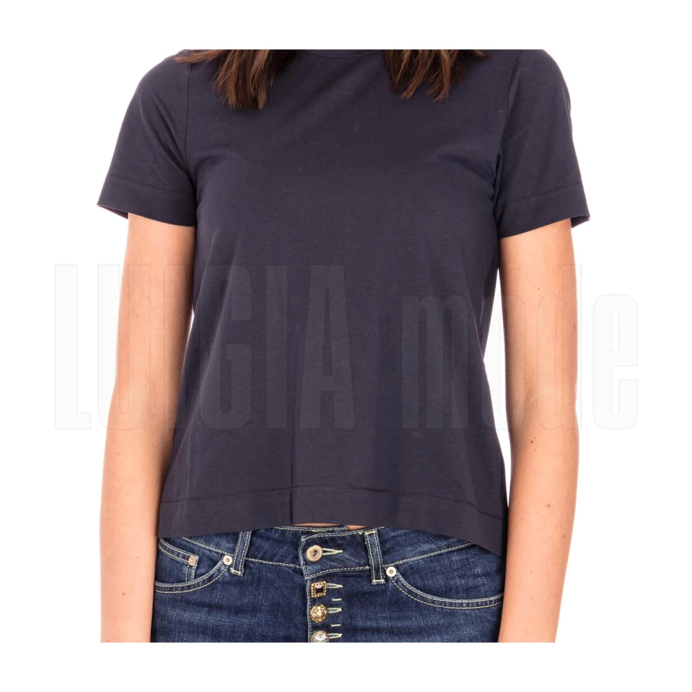 Alpha Studio Jersey Kraag Korte Mouw Top Blue Dames