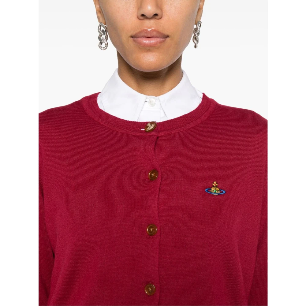 Vivienne Westwood Bordeaux Gebreide Trui met Orb Logo Red Dames