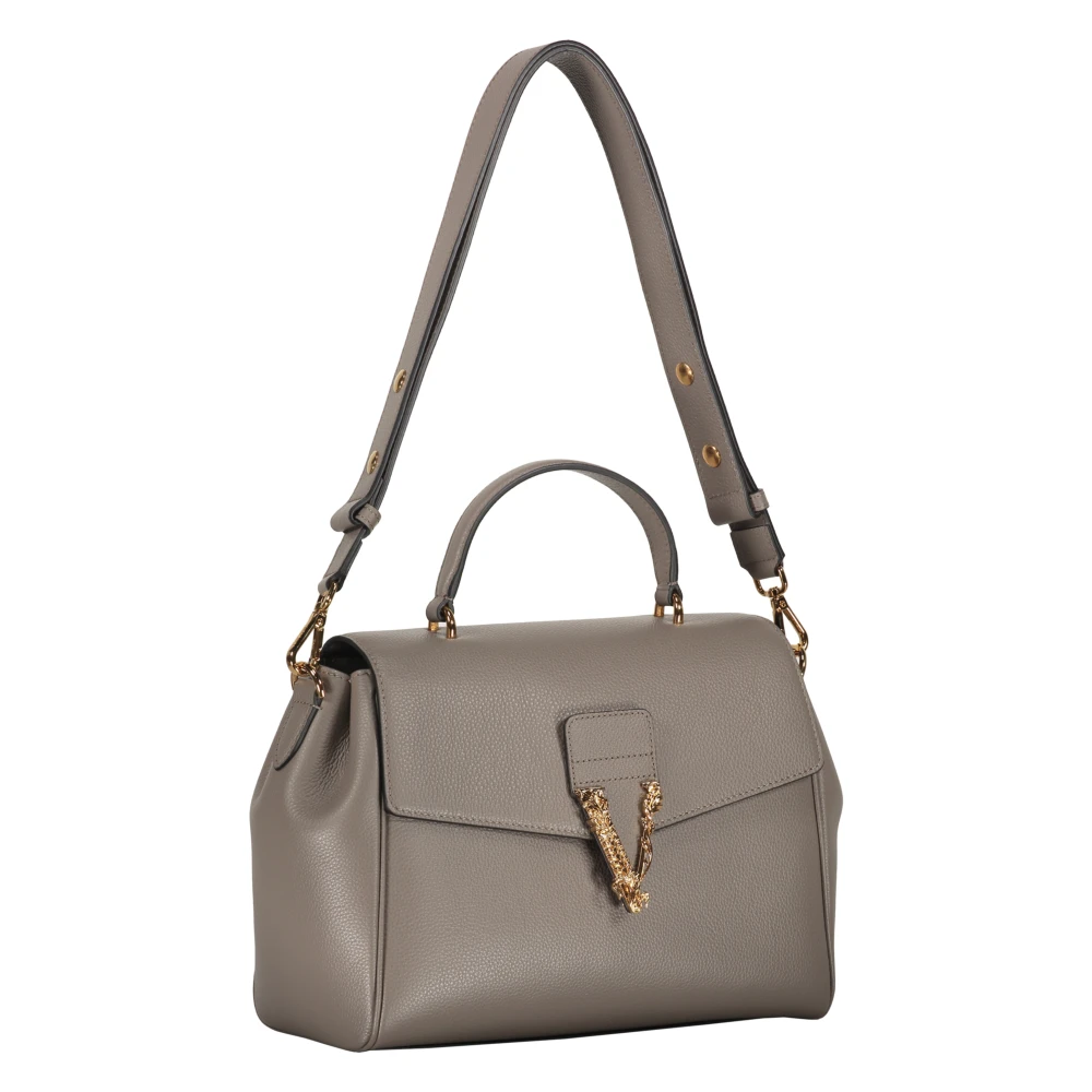 Versace Crossbody Tas van Kalfsleer met Klep Sluiting Gray Dames