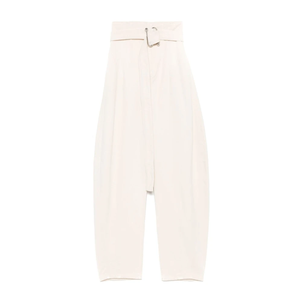 SPORTMAX Beige Jeans met Riemtaille Beige Dames