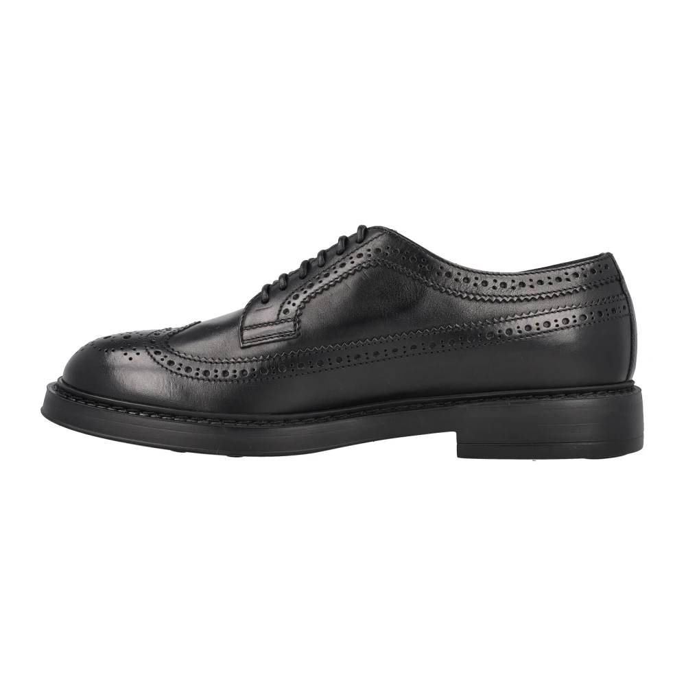 Doucal's Zwarte Leren Veterschoenen Black Heren