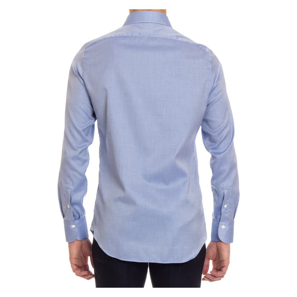 Finamore Neapolitaans Vervaardigde Slim-Fit Casual Overhemden Blue Heren