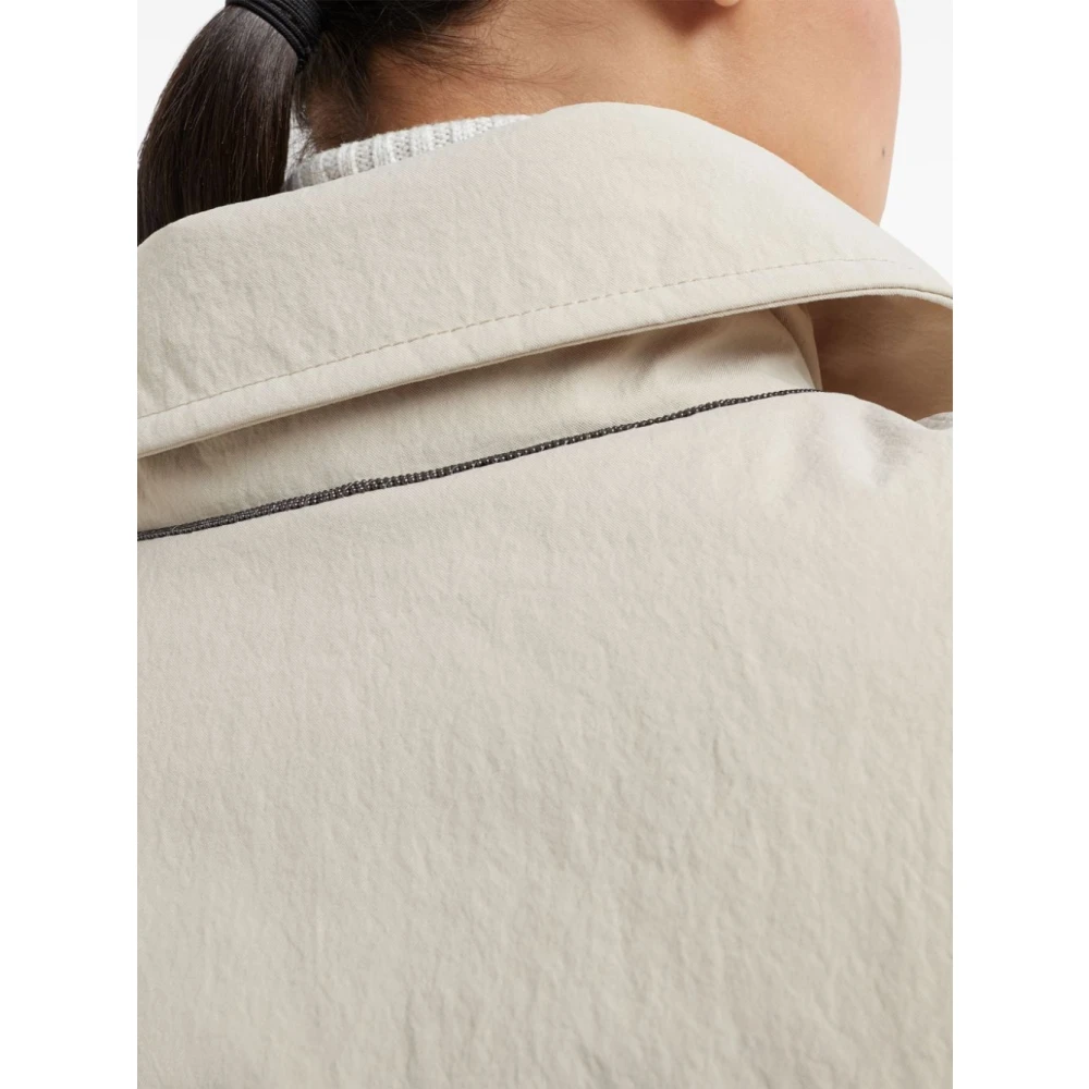 BRUNELLO CUCINELLI Beige Mouwloze Trenchcoat met Donsvulling Beige Dames