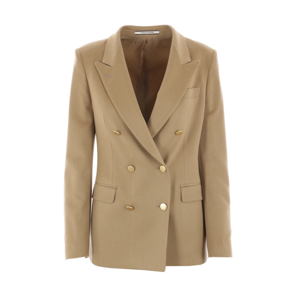 Tagliatore Bruine Dubbelborst Cashmere Jas Brown Dames