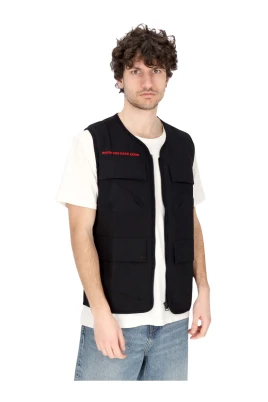 Screaming Skull Print Worker Vest