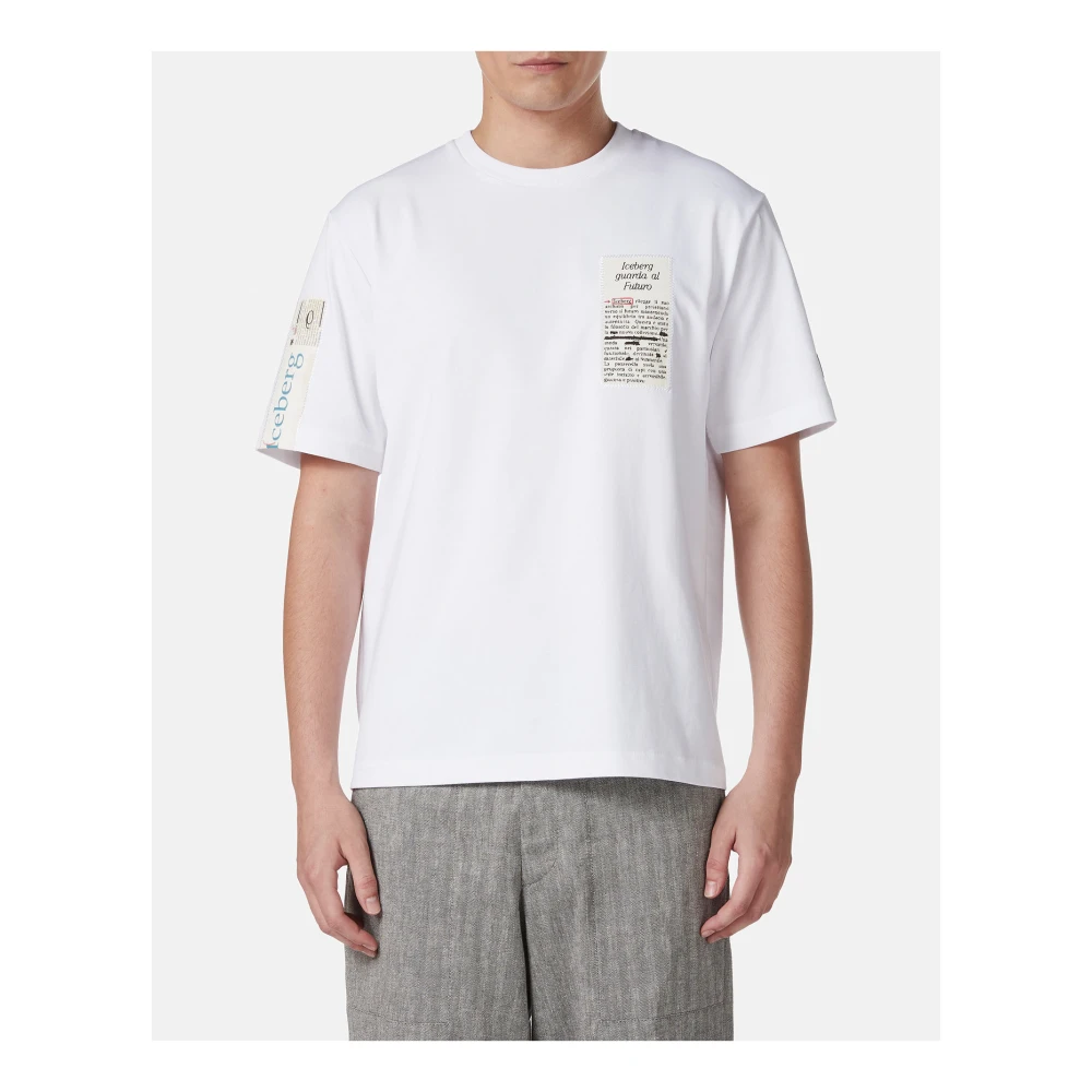 Iceberg Regular fit wit katoenen jersey t-shirt White Heren