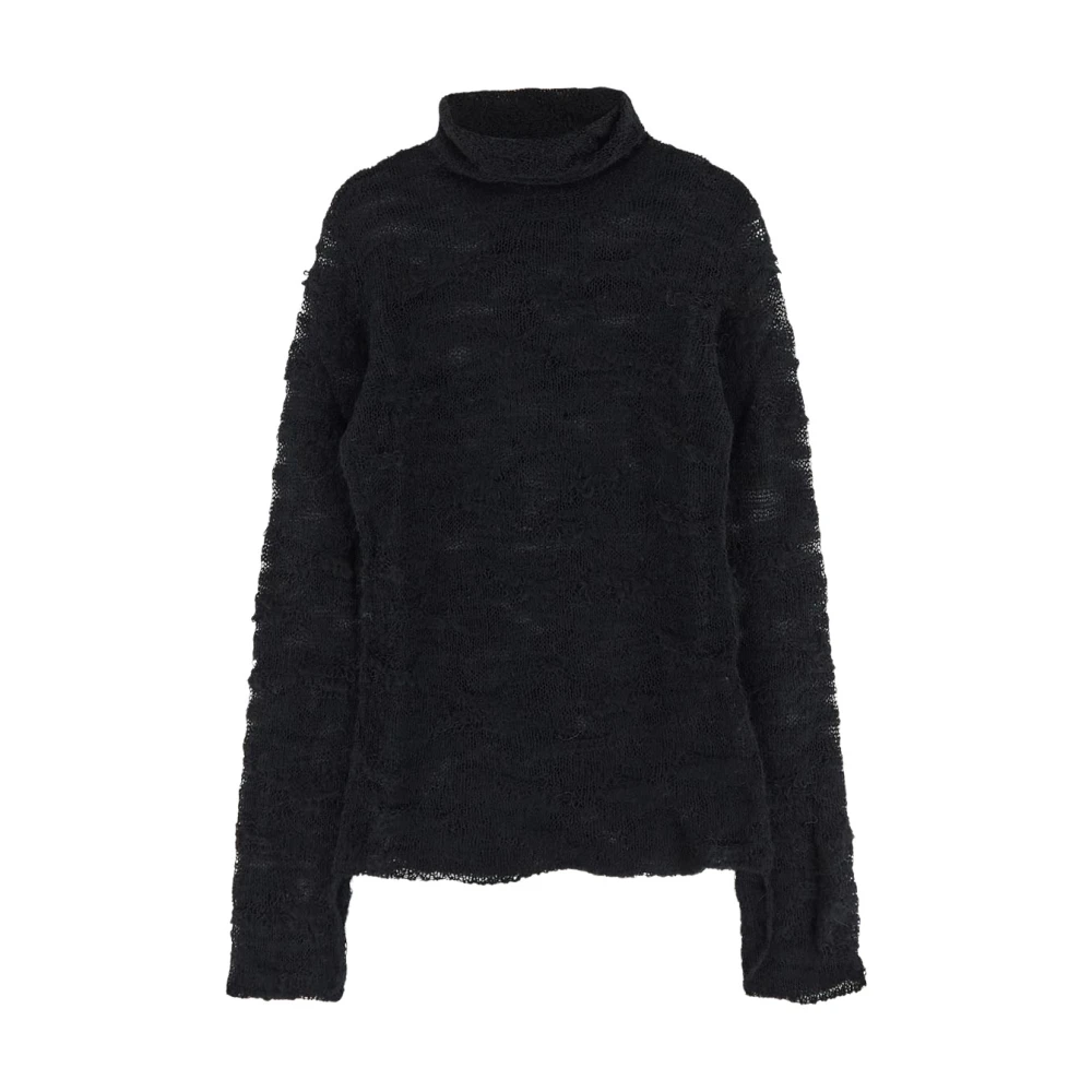 MM6 Maison Margiela Acrylic Turtleneck Knit Sweater Black Dames