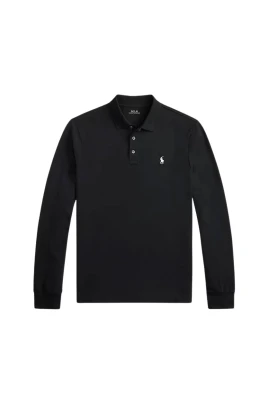 Pikétröja med broderad ponny i lång ärm