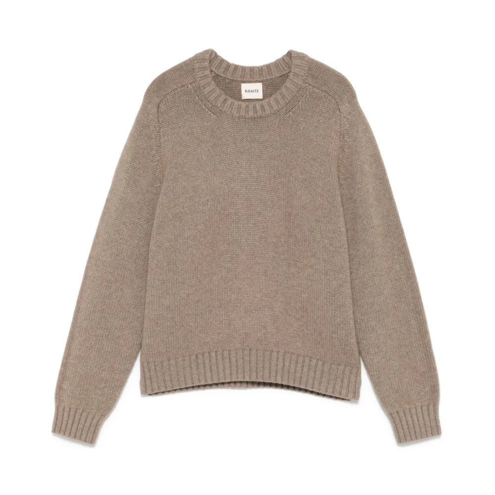 Khaite Women's Beige Ribbed Crew Neck Jumper
