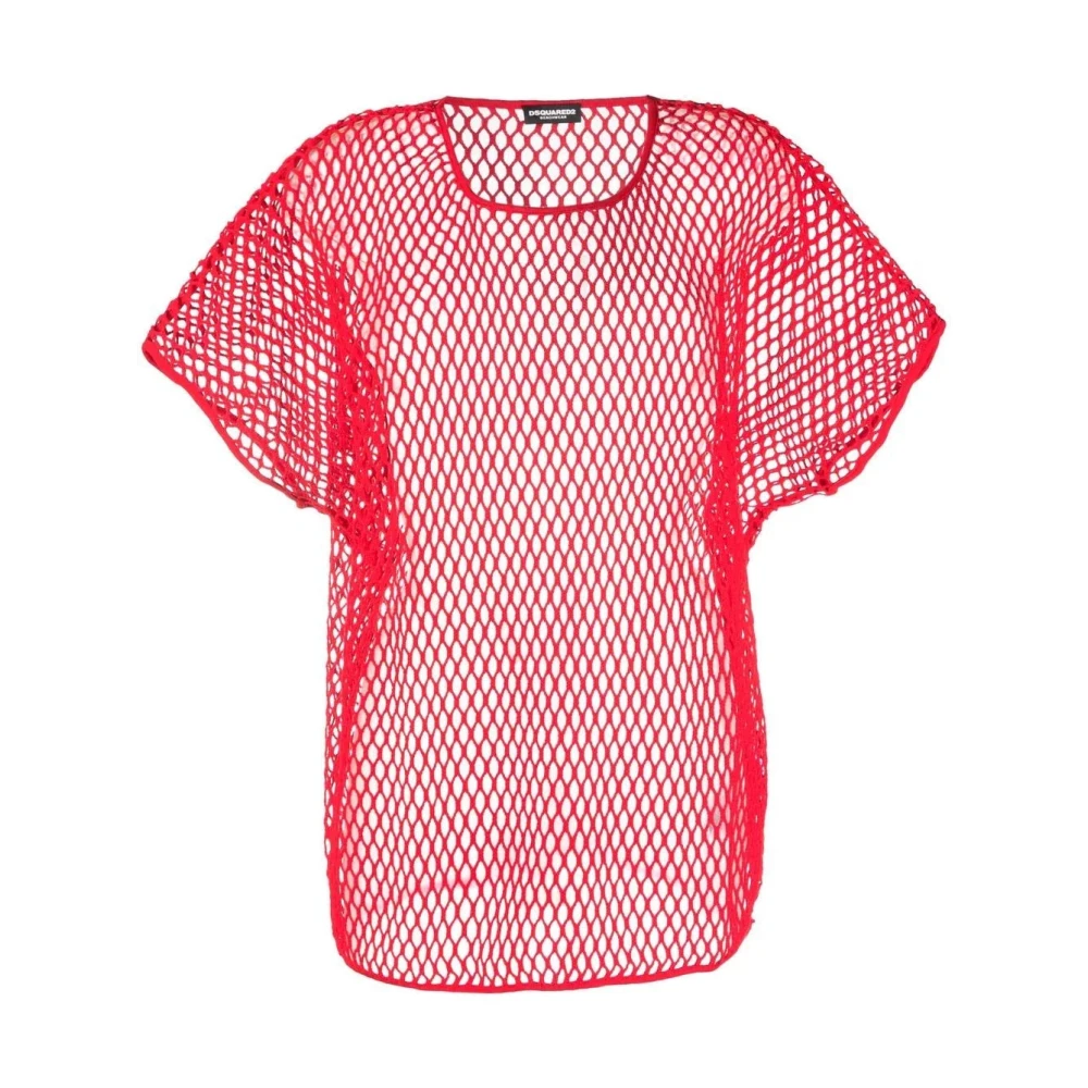 Dsquared2 Casual Rood Katoenen T-Shirt met Korte Mouwen Red Dames