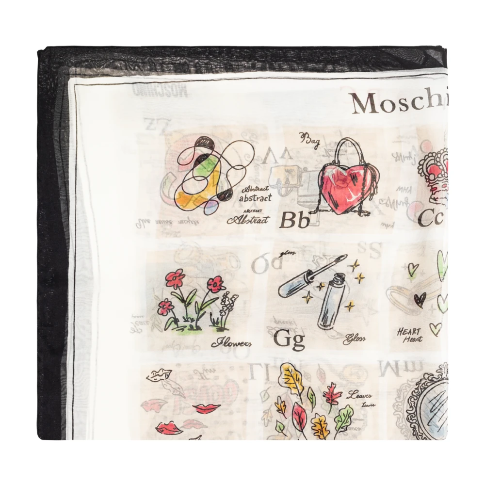 Moschino Zijden sjaal met print Beige Unisex