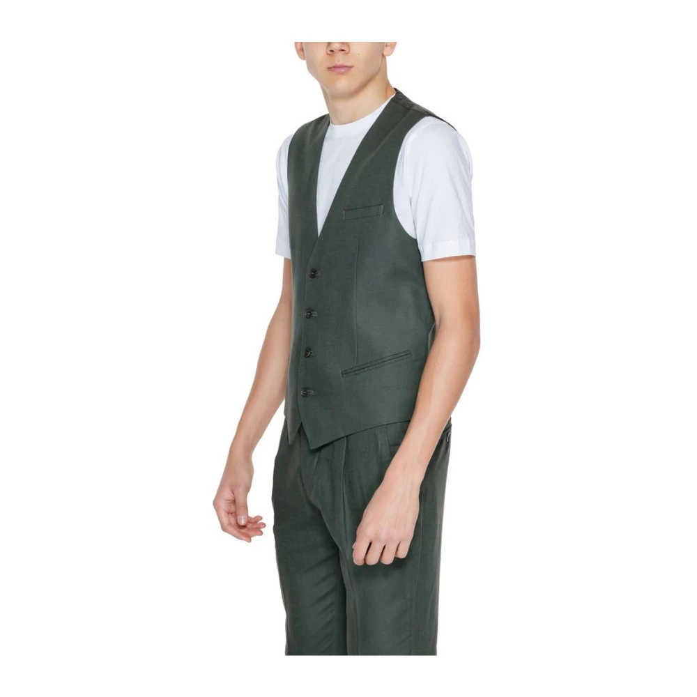 Antony Morato Linnen Blend Vest Collectie Green Heren