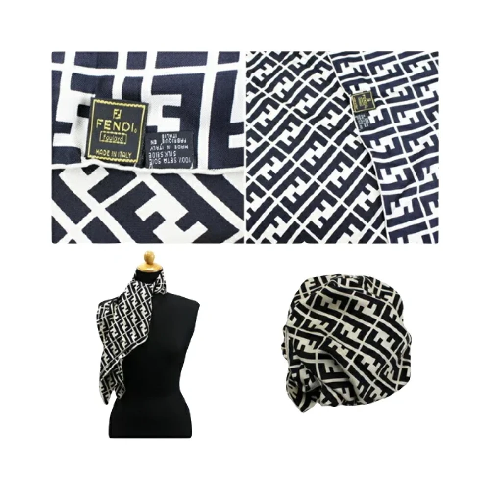 Fendi Vintage Pre-owned Silk scarves Black Dames