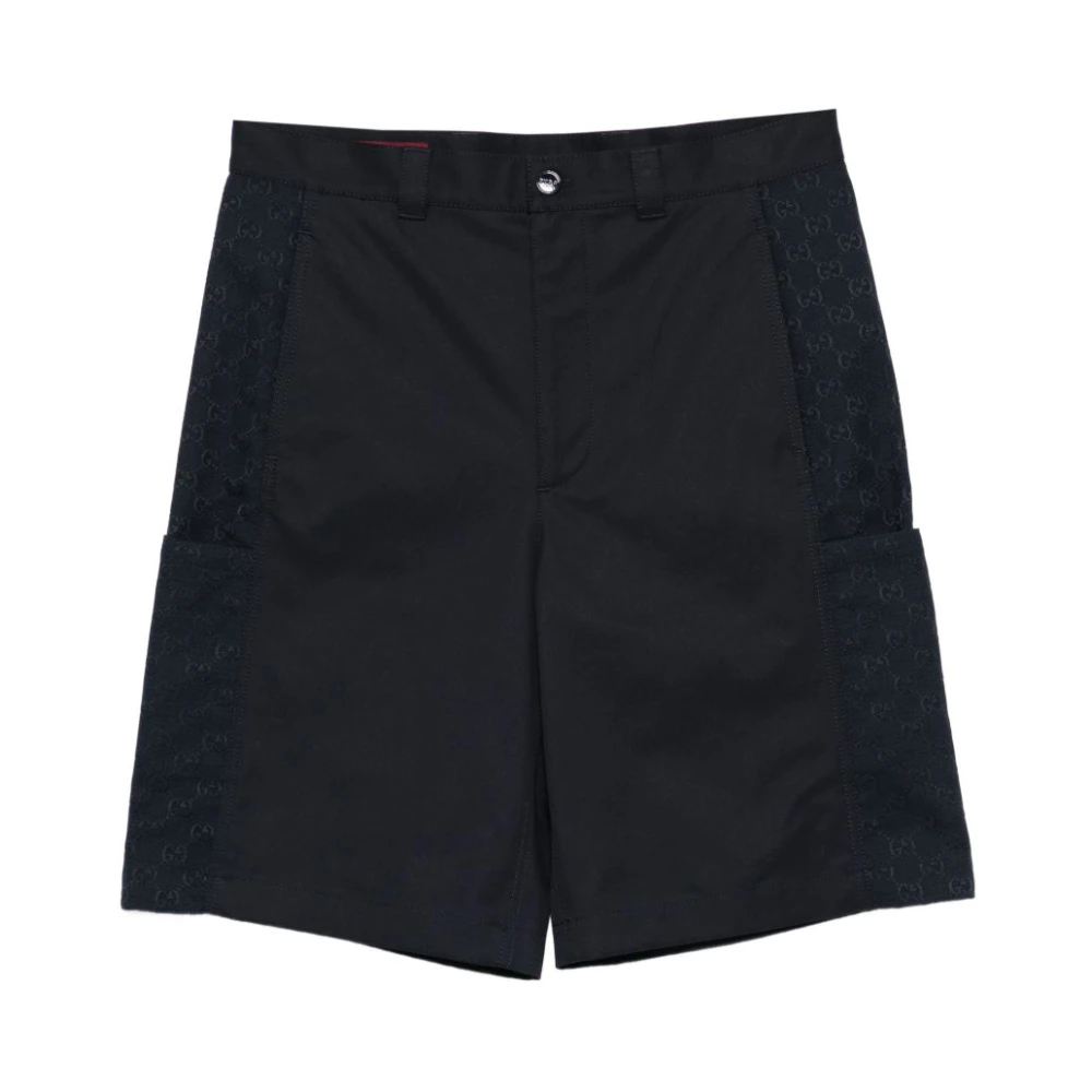 Gucci Men's Blue Logo-Button Shorts - Casual Shorts - L - Shorts