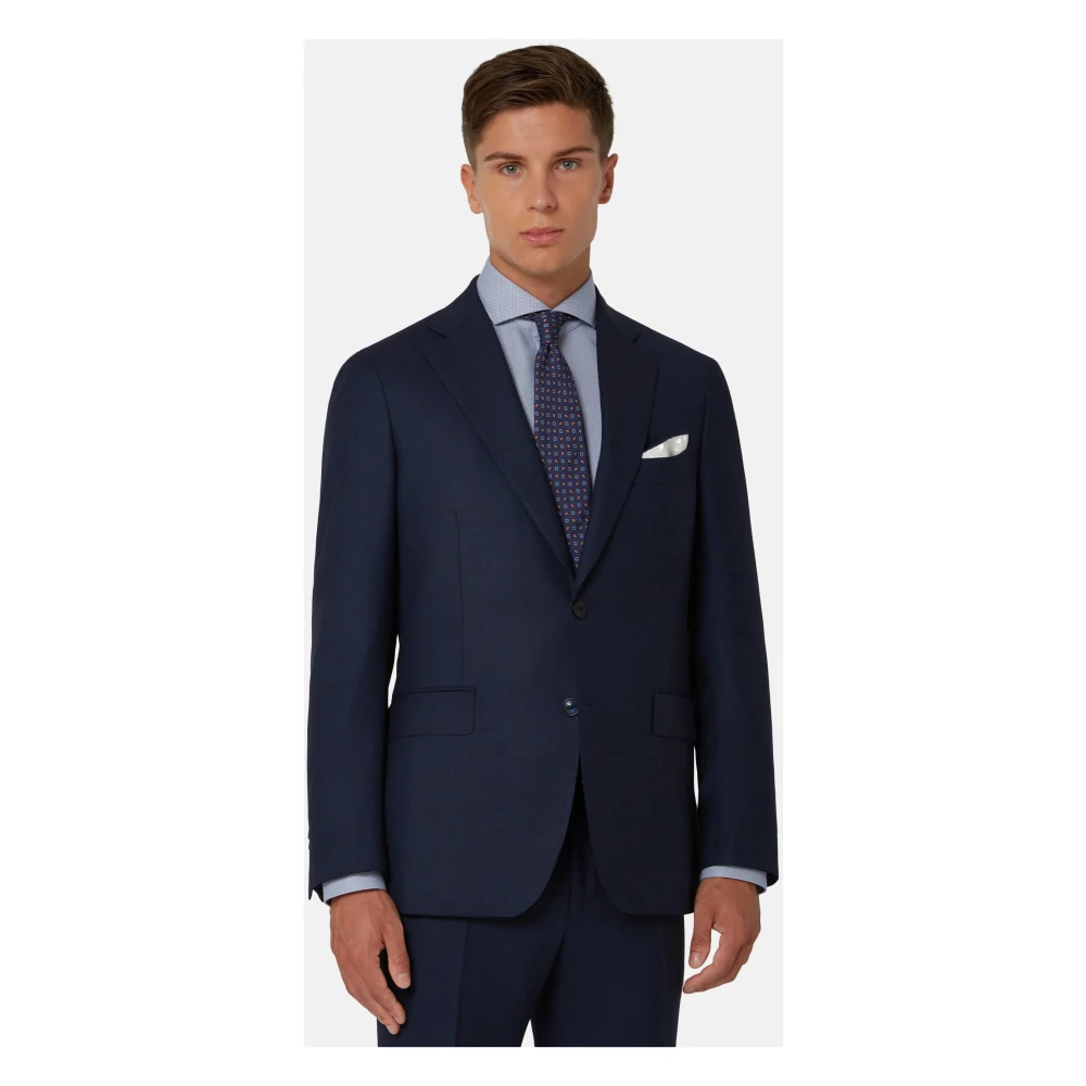 Boggi Milano Micro-Gestructureerd Pak in Super 130 Wol Blue Heren