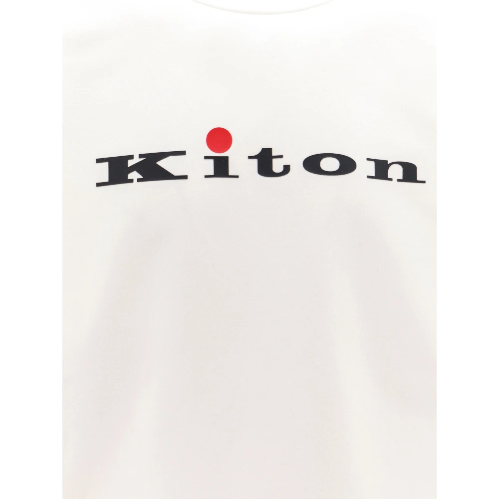 Kiton Witte Ribgebreide Sweatshirt White Heren