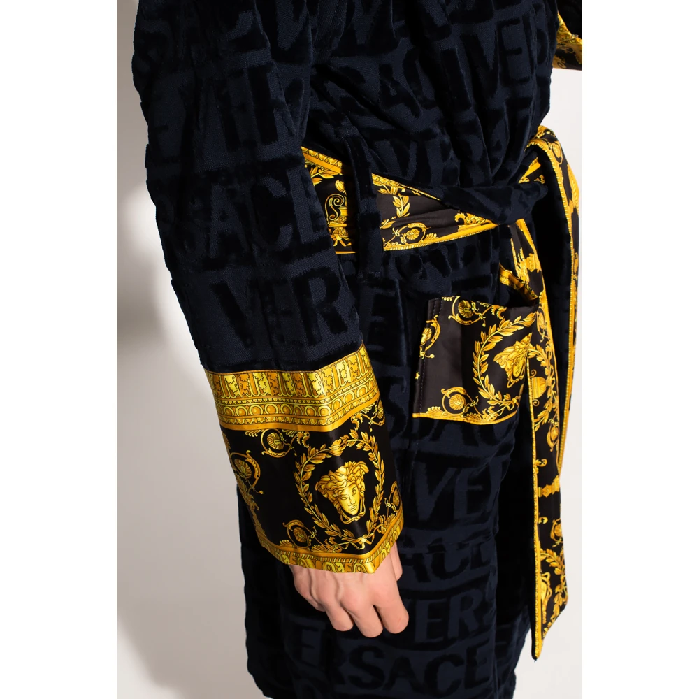 Versace Badjas met logo Blue Heren