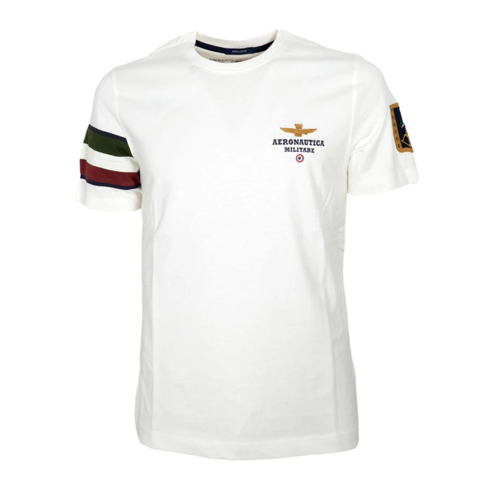 Aeronautica militare Heren Katoenen Jersey T-Shirt Wit Ts2230 White Heren
