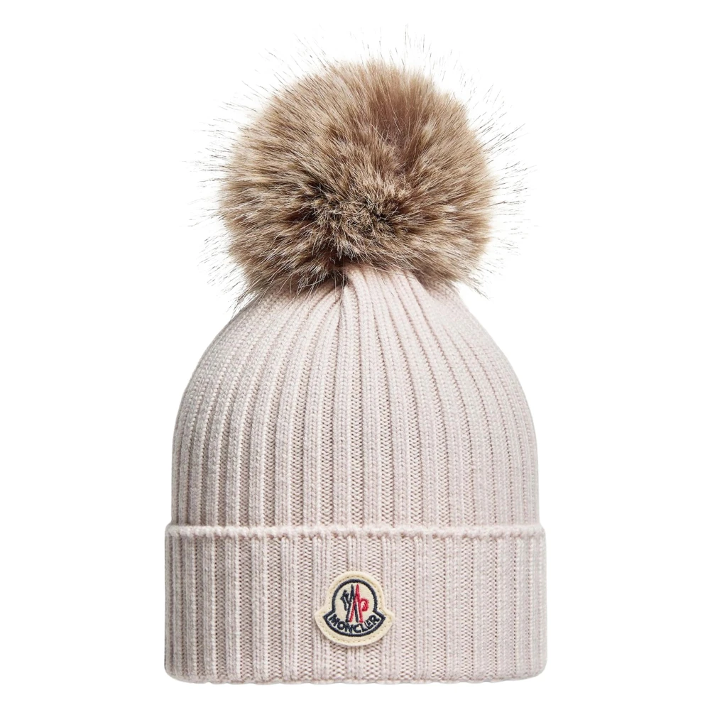 Moncler Wool Pom-Pom Hat - Female - Hats & Caps - Beige - 6 Y - Kids
