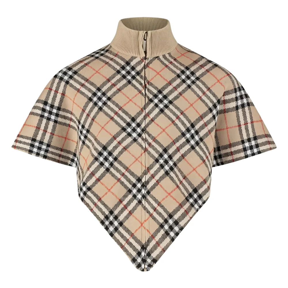 Burberry Girls Beige Check Cape In For