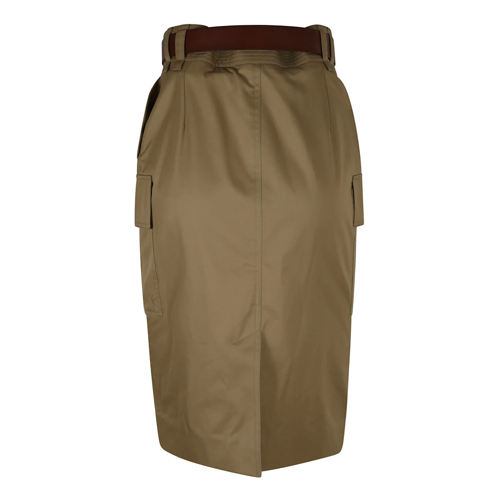 Saint Laurent Cassandre Midi Rok Beige Dames