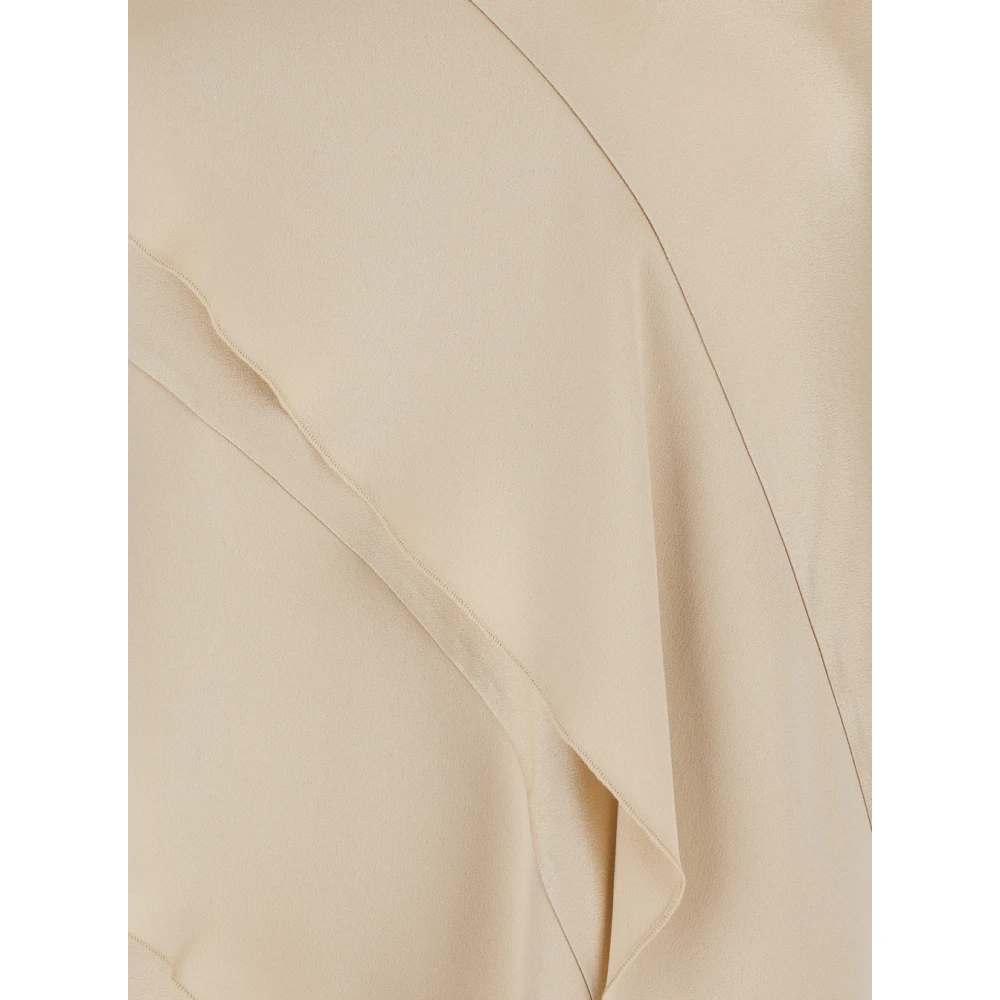 Antonelli Firenze Beige Crewneck Top met Asymmetrische Ruche Beige Dames