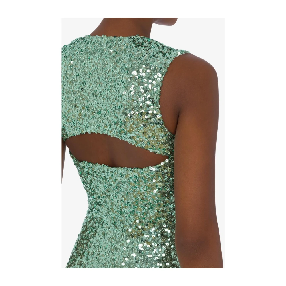 Moschino Pailletten Geborduurde Midi Jurk Groen Green Dames