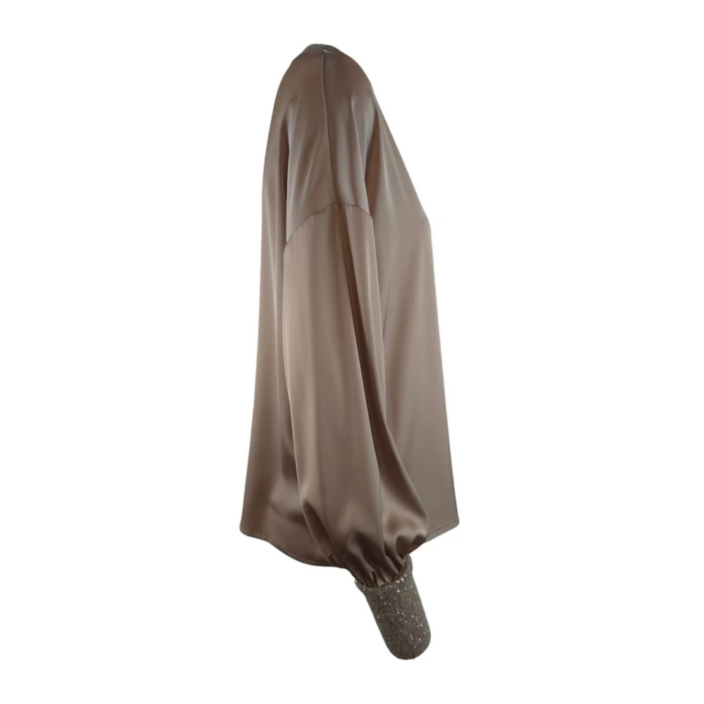 D.Exterior Elegante Satijnen Bruine Blouse Vrouwen Brown Dames