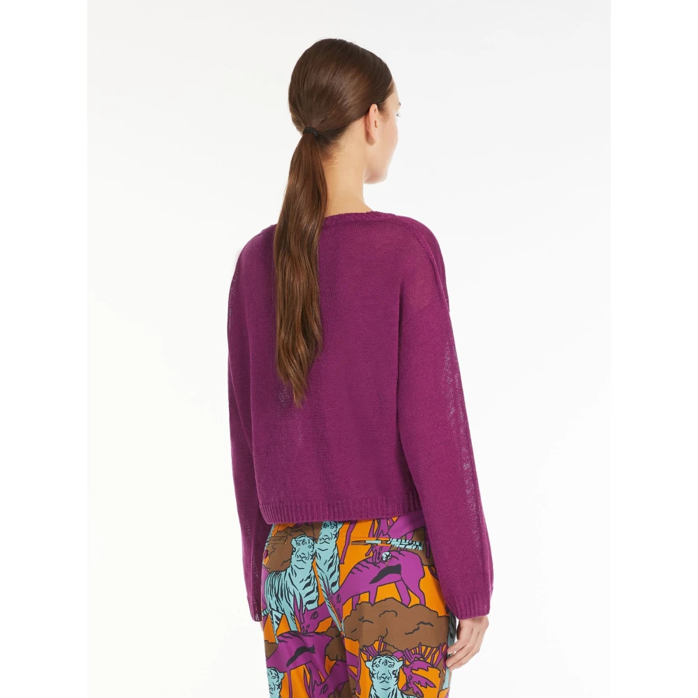 Max Mara Weekend Round-neck Knitwear Purple Dames