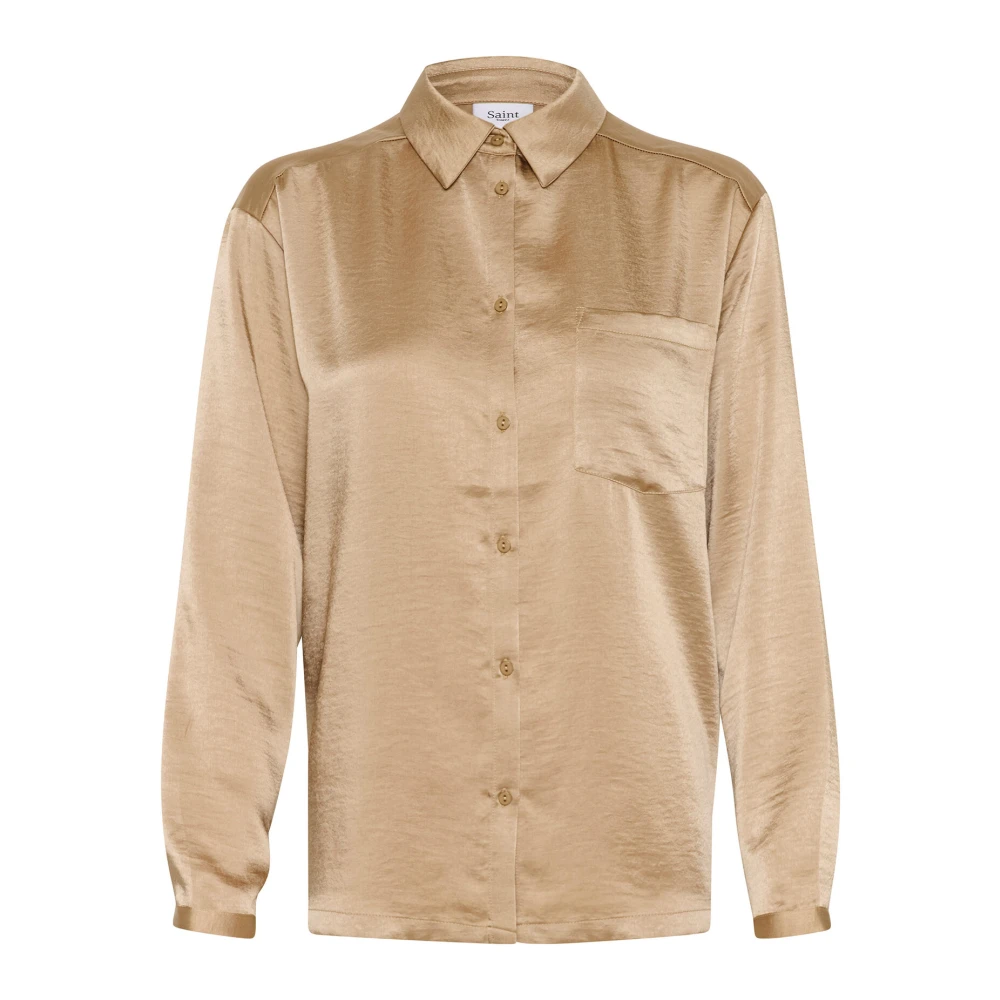 Saint Tropez Oversize Shirt Bluser Dune Beige Dames