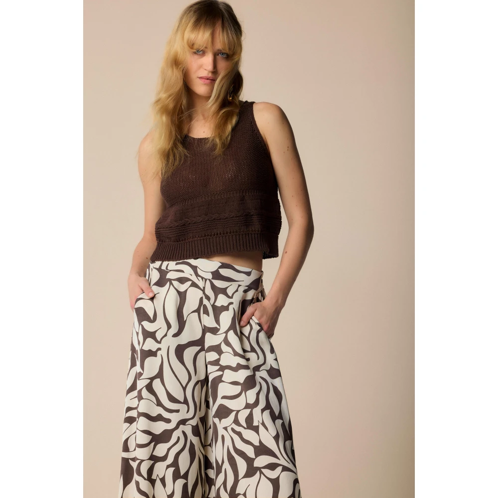 Kocca Elegante Gebreide Top Brown Dames