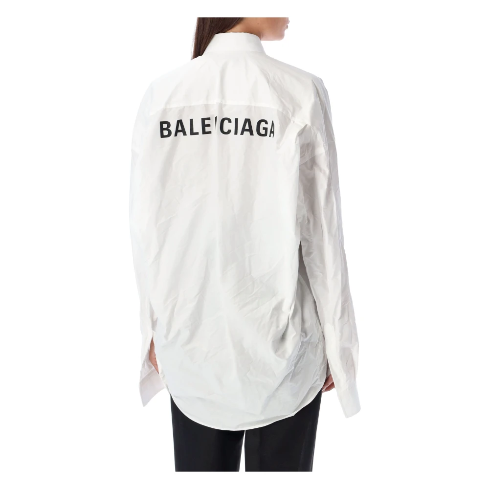 Balenciaga Stijlvol Wit Shirt met Logo op de Rug White Dames