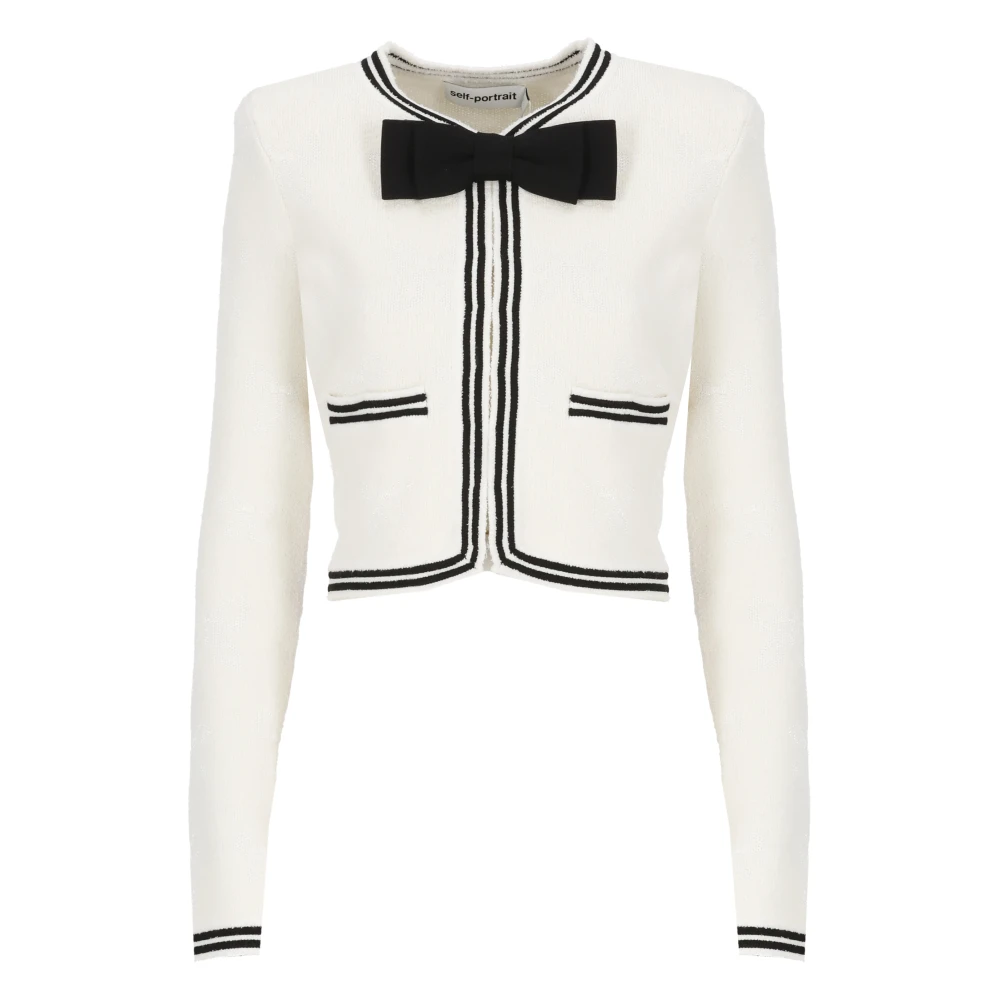 Self Portrait Ivoor Katoenen Vest met Pin Details Beige Dames