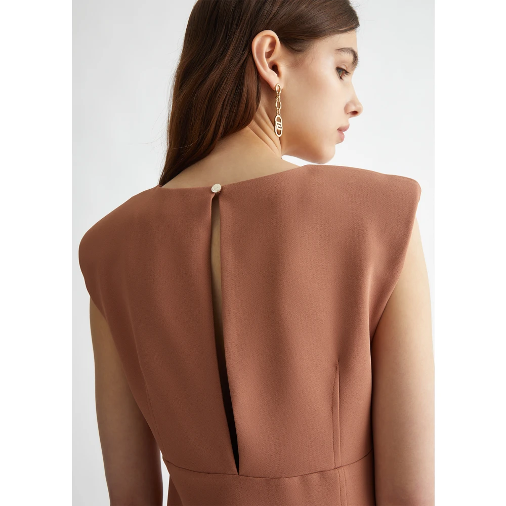 Liu Jo Stretch stof schede jurk met metalen letters Brown Dames