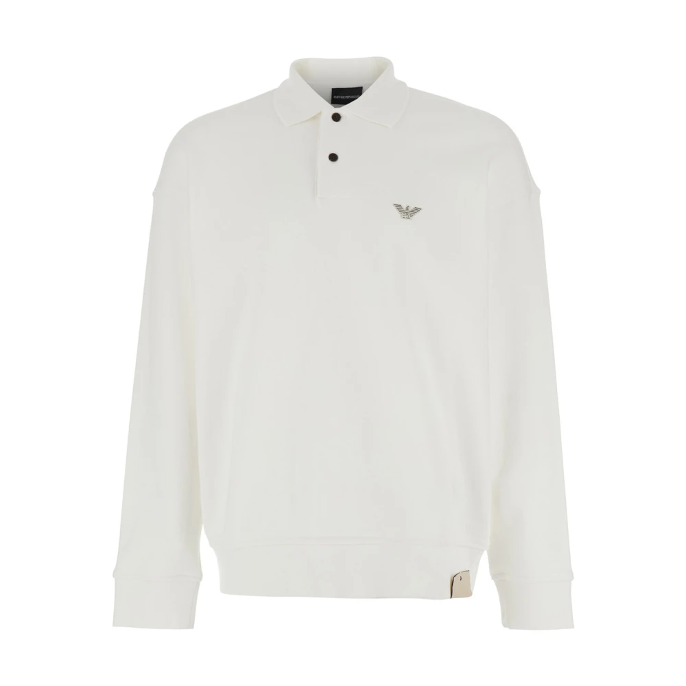 Emporio Armani Homme Blanc Sweatshirts Et Sweats À Capuche, Taille: L Polo Collar Sweat-Shirt
