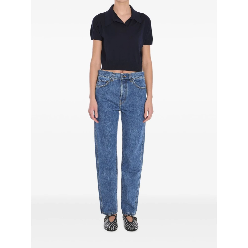 Khaite Blauw Polo Kraag T-shirt Blue Dames