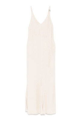 beige-v-neck-dress-with-silver-hardware
