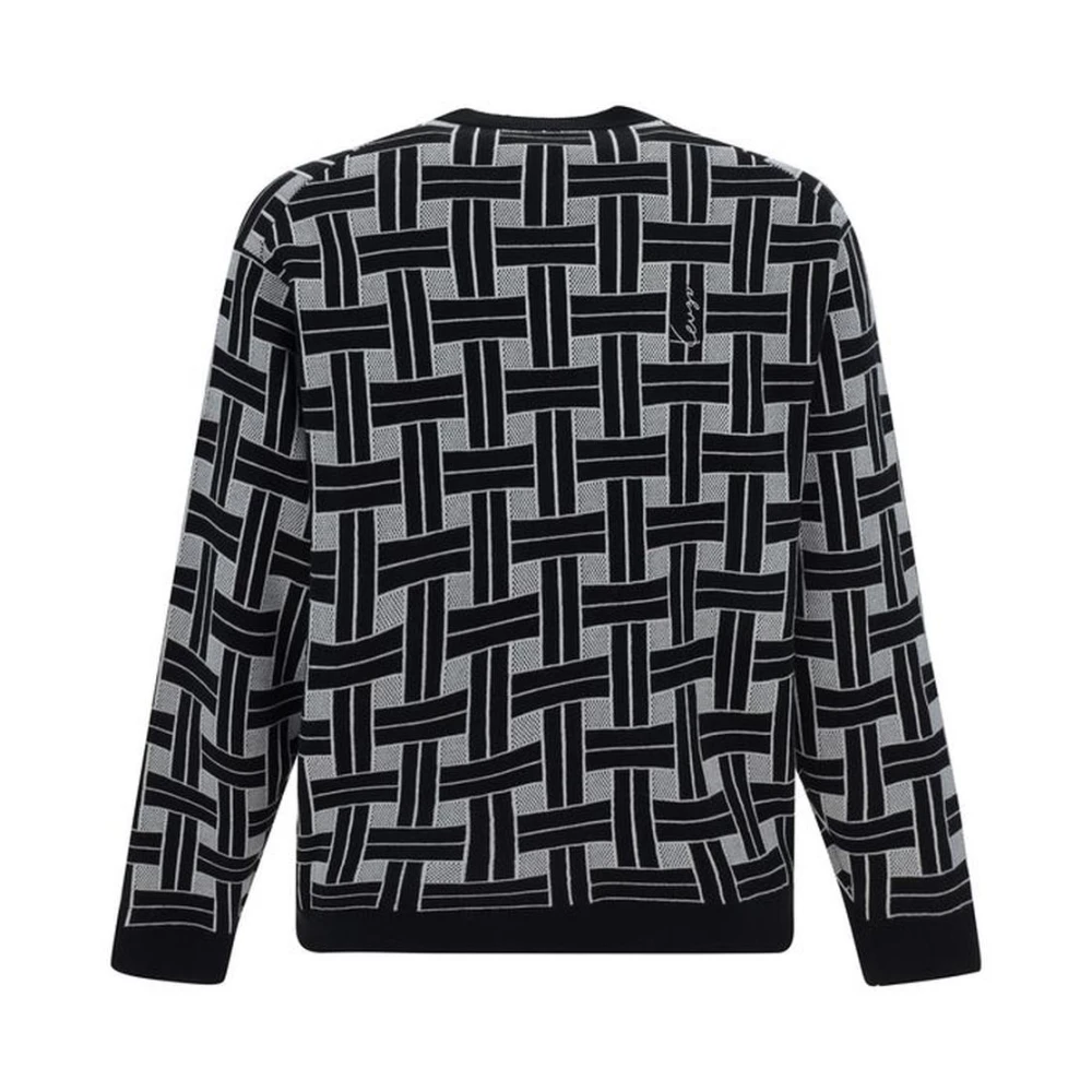 Kenzo Geometrisch Geweven Trui met Geborduurd Logo Black Heren