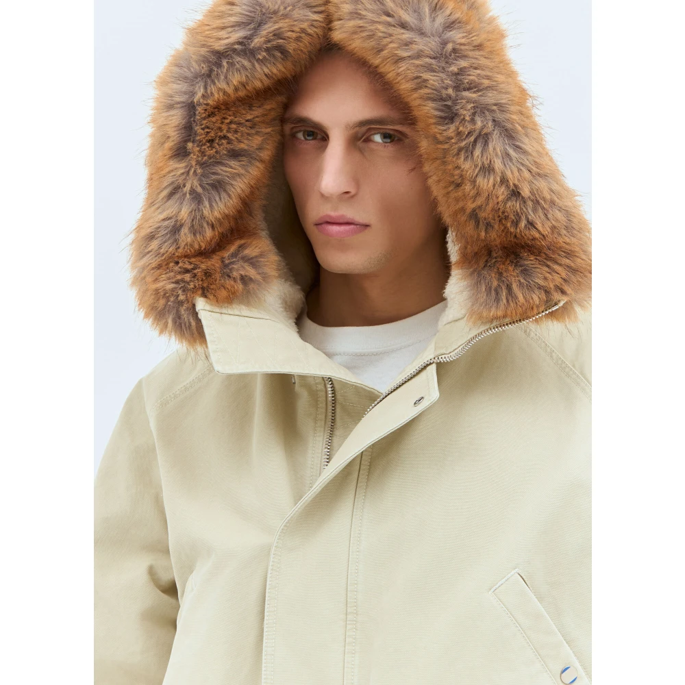 Burberry Faux-Fur Trim Bomber Jacket Beige Heren