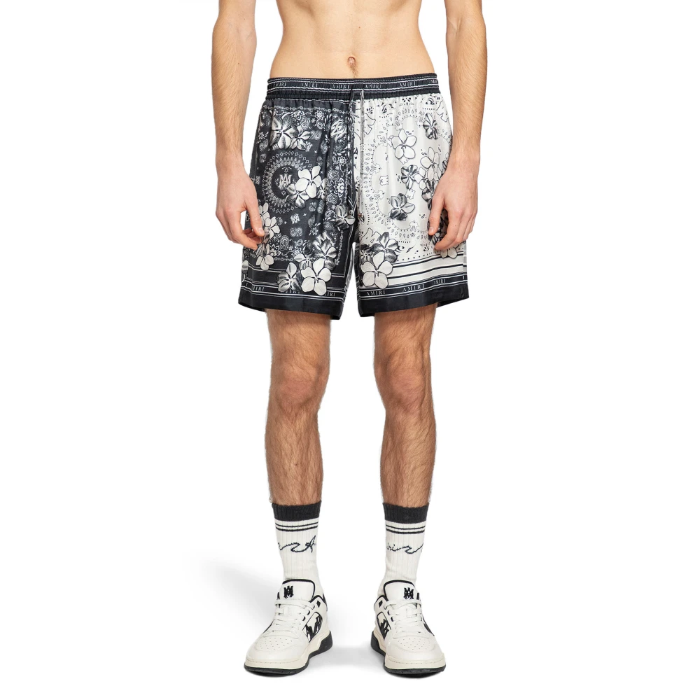 Amiri Bandana Floral Elastische Taille Shorts Black Heren