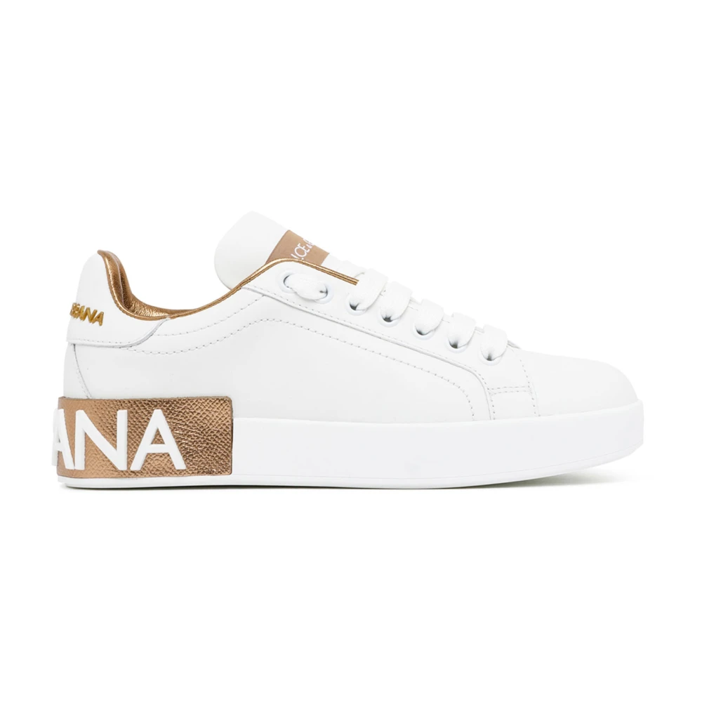 Dolce & Gabbana White Gold Portofino Trainers - Female - Sneakers - 8 Uk - Shoes
