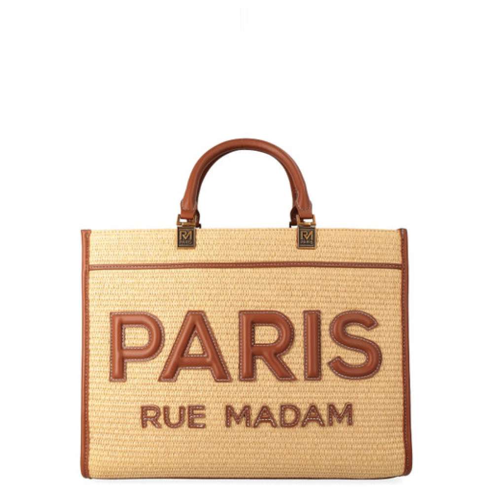Rue Madam Brown Iconique Tote Straw - Female - Shopping Bags - One Size - Bags