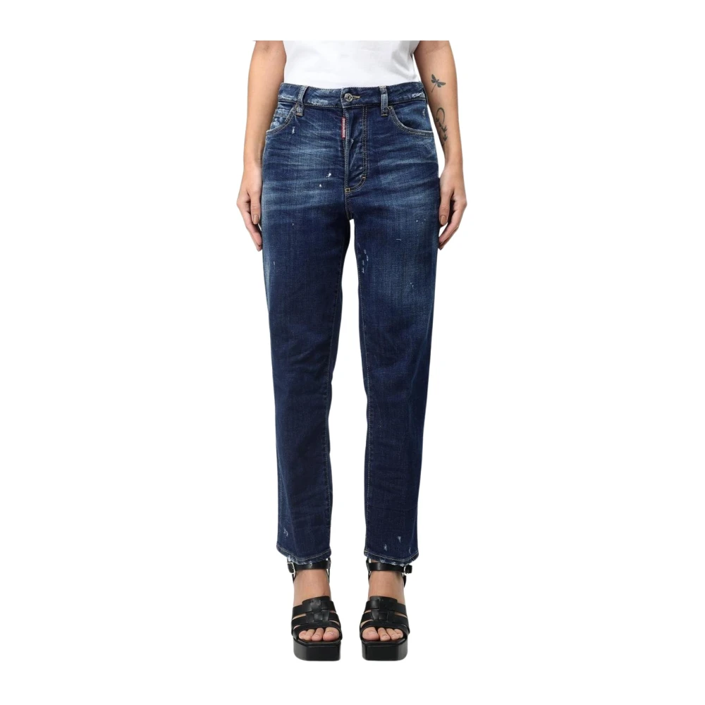 Dsquared2 Women's Blue Slim-Fit Jeans,, Classic Distressed Jeans Small