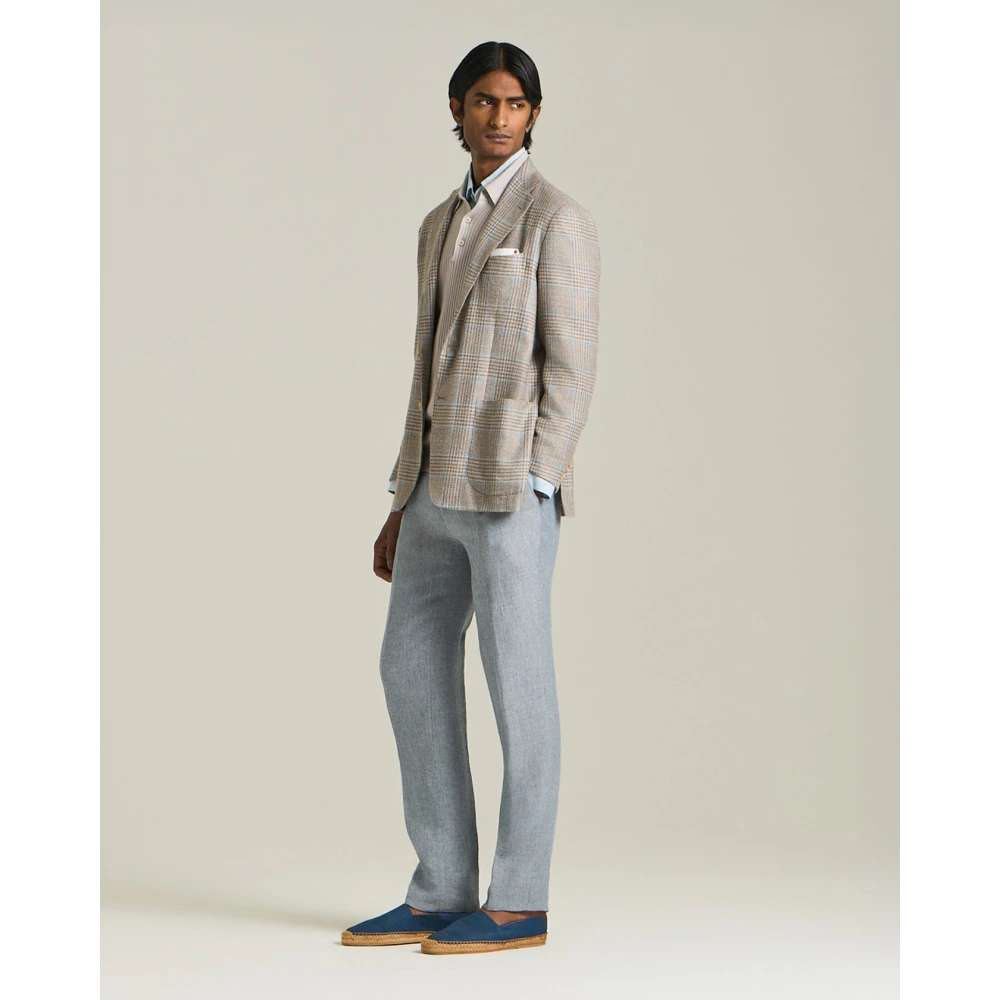 Kiton Handgemaakte Glen Plaid Wollen Blazer Multicolor Heren