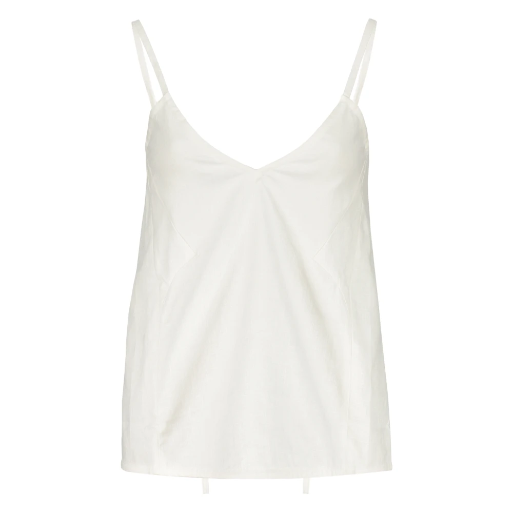 Ambush Geplooide V-hals Linnen Tanktop White Dames