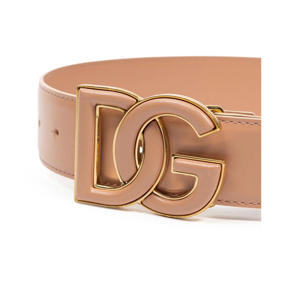 Dolce & Gabbana Leren riem met DG-logo Pink Dames