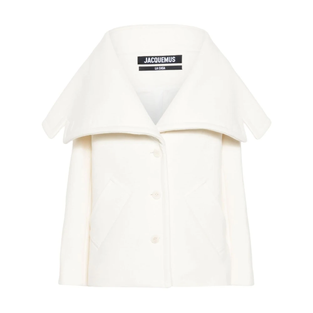 Jacquemus Witte Wollen Jas Aw24 Beige Dames