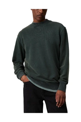 Washed Woven Label Sweatshirt