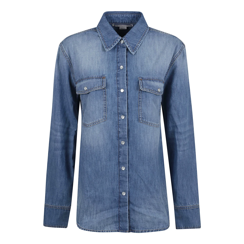 Stella Mccartney Blauwe Shirt met Logo Patch Blue Dames